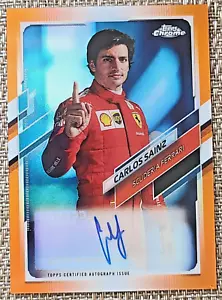 2021 Topps Chrome F1 Carlos Sainz Orange Refractor Autograph Auto #02/25 SSP - Picture 1 of 2