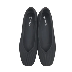 Ballerine VIVAIA Margot 2.0 punta quadrata taglio a V in maglia taglia US 10 EU 41,5 nere slip on - Foto 1 di 8