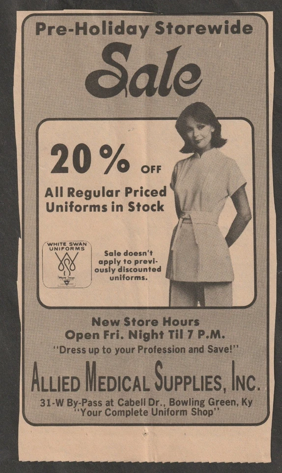 ALLIED MEDICAL SUPPLY ANUNCIO NOTICIAS DIARIAS, BOWLING GREEN, KY 6 DE NOVIEMBRE DE 1983 Foto 1 de 1