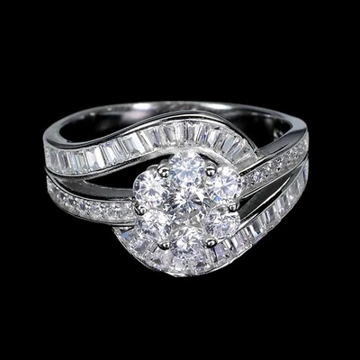 925 Sterling Silver Ring Round Simulated Cz 3.5mm Gemstone Jewelry Size 7 - Image 1 of 4