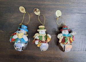 2009 Bradford Exchange Thomas Kinkade Snowbell Snowman Christmas Ornaments 3 Pc - Picture 1 of 17