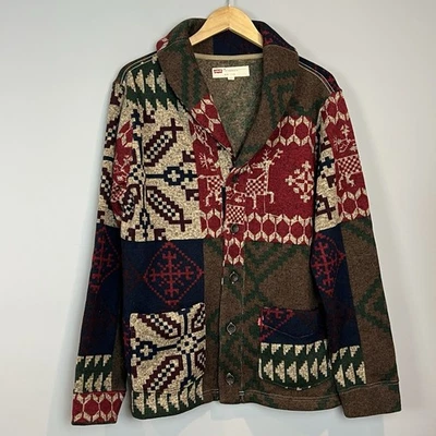 Cárdigan suéter polar navajo estampado azteca Levi's Recess para hombre talla mediana Foto 1 de 4