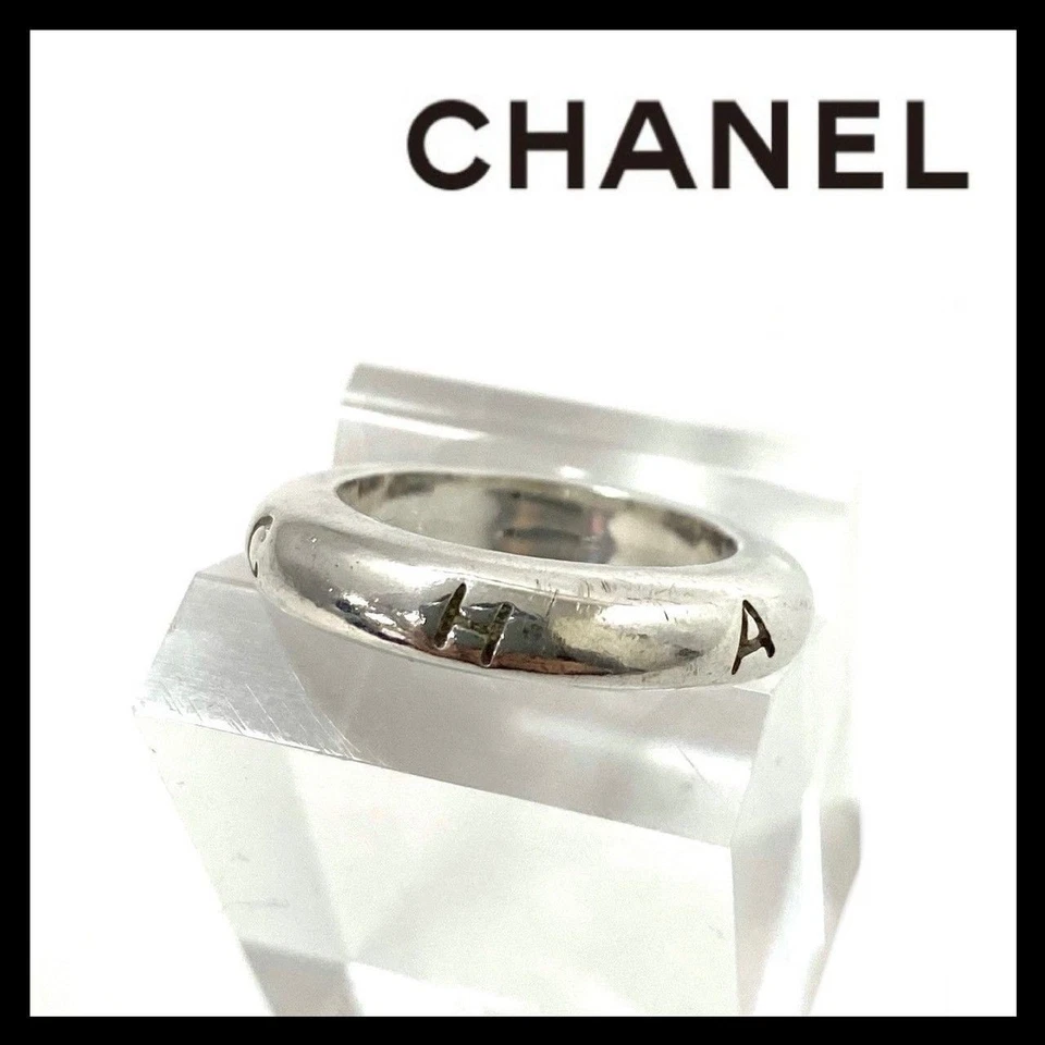 CHANEL Logo Ring SV925 Silver Vintage 9g Japan Size 12.5 US 6.5 Jewelry JAPAN - Image 1 of 4