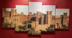 Moroccan ,Warzazat Set of 5 Wall Art Framed Split Canvas Picture - Picture 1 of 2