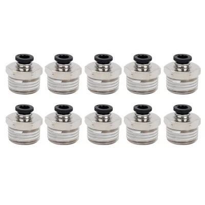 Pneumatic 3/8 OD Tube x 1/2 NPT Male Connector Air Push to Connect Fitting 10Pcs - Image 1 of 4