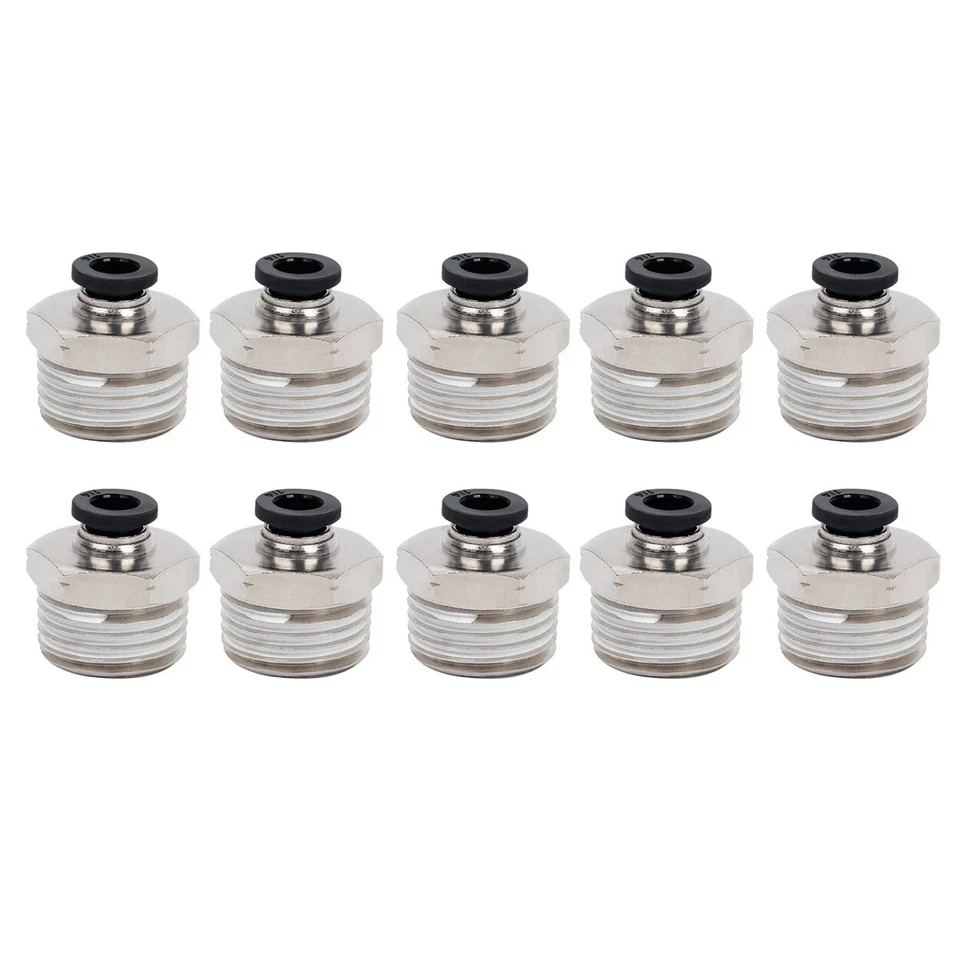 Pneumatic 3/8 OD Tube x 1/2 NPT Male Connector Air Push to Connect Fitting 10Pcs - Image 1 of 4