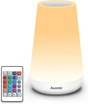 Lampada Da Comodino LED Touch, Abat Jour Da Comodino Telecomando Con 13 Colori R - Immagine 1 di 4