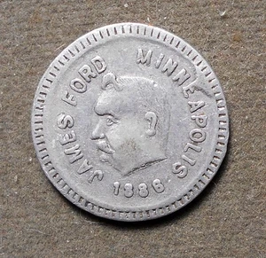 Minneapolis (MN), James Ford, 1886 (busto) bueno para 2 1/2c en comercio. Aluminio, - Imagen 1 de 2
