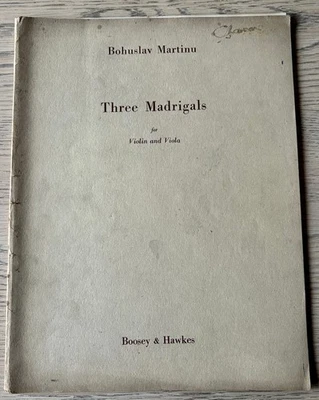 MARTINU THREE MADRIGALS FOR VIOLIN & VIOLA SHEET MUSIC BOOK (1949)  ENGLAND - Image 1 of 3