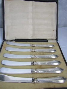 Cased Silver Handled Set of 6 Butter Knives, London 1956 - Picture 1 of 5