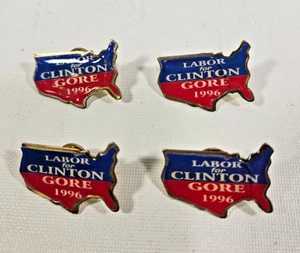 Vintage Lot 4 Labor for Bill Clinton Gore Campaign Lapel Pins - Picture 1 of 4