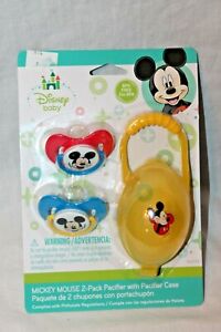 NEW IN PACKAGE  MICKEY MOUSE  2- PACK PACIFIER WITH CASE 