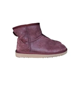 UGG Classic Mini 5861 Maroon Red Suede sheepskin lined Boots Women's Size US 7 - Picture 1 of 6