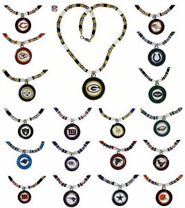 1 Necklace NFL 19” NEW Full Beaded Fancy Big Enameled Logo Jewelry CHOOSE TEAM 