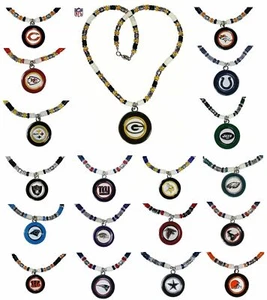 1 Necklace NFL 19” NEW Full Beaded Fancy Big Enameled Logo Jewelry CHOOSE TEAM - Picture 1 of 20