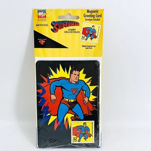 1998 FRANCOBOLLO DC SUPERMAN DA COLLEZIONE BIGLIETTO DI AUGURI MAGNETICO CON BUSTA - Foto 1 di 8