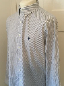 Stunning Blue Stripe Polo Ralph Lauren Shirt Long Sleeve X Large 17 1/2 - 44 - Picture 1 of 8