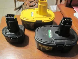 Lot of 3 - DeWalt DW9096, DW9099 18v & DW9057 7.2v Battery Packs-Parts or Repair - Picture 1 of 2