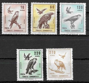 Stamps Turkey 1967 Air Birds set of 5 MNH 1967 SG2208-2212 - Picture 1 of 2
