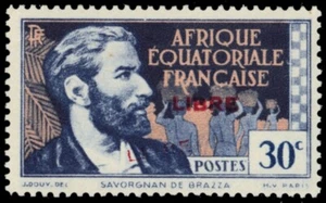 FRENCH EQUATORIAL AFRICA 91a - Savorgnan de Brazza "Double Overprint" (pb85771) - Picture 1 of 1