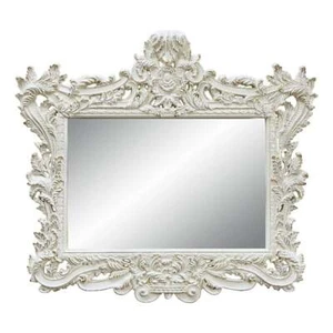 Pemberly Row Rectangular Wooden Frame Mirror in Antique White - Picture 1 of 6