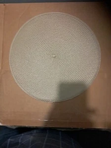 Placemats lot of 4 Round 15" Placemat Woven Blend Heat Resistant Beige UG10 - Picture 1 of 2