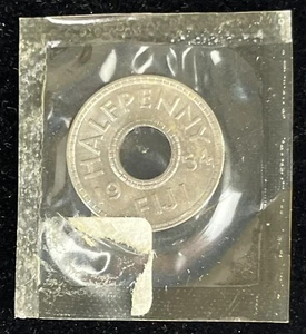 1954 Fiji Half Penny Uncirculated In Mint Cellophane Uncirculated - Picture 1 of 2