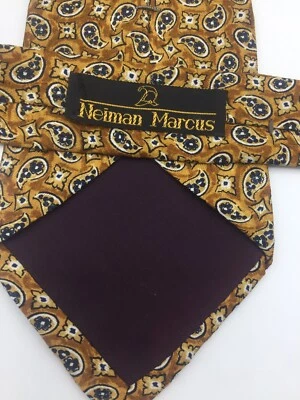 Галстук Neiman Marcus Gold Paisley 100% шелк классический 57 дюймов - Изображение 1 из 4