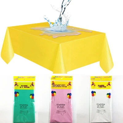 Table Covers Wipe Clean Cloth Cover Disposable Plastic Party Table Rectangle - Image 1 of 4