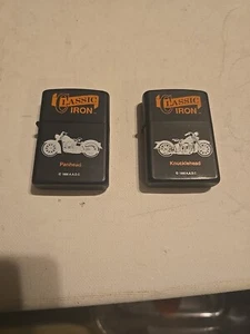 Lot Of 2 CLASSIC IRON Panhead & Knucklehead Cigarette Lighters 1990 A.A.D.C - Picture 1 of 5