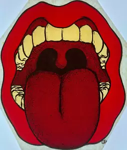 Vintage Roach 1971 Psychedelic Tongue Mouth Iron On Transfer 10" x 12" - Picture 1 of 3