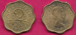 CEYLON (SRI LANKA) 2 CENT 1955 ELIZABETH II LAUREATE BUST RECHTS, STÜCKELUNG AB - Bild 1 von 1