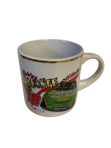 Vintage Nascar Interstate Battery Bobby Labonte #18 Ceramic Coffee Mug Gold Trim Cover