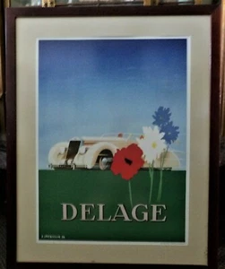 Vintage French Jean Jacquelin Delage Car Imp Arte Paris Screen Print Poster. - Picture 1 of 9
