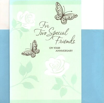 Happy Anniversary Two Friends 蝴蝶主题标志贺卡 — 第 1/3 张图片