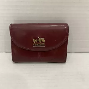 Billetera Coach de cuero rojo suave con solapa de Madison a presión con tarjeta de identificación - Imagen 1 de 6