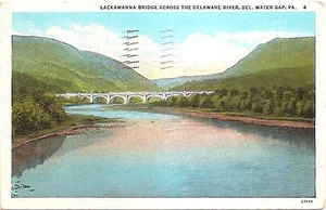 Lackawanna Bridge - Delaware Water Gap, PA - 1939 White Border Postcard - Picture 1 of 2
