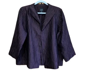 Eileen Fisher Crinkle Silk Jacket In Plum Color Size Small - Picture 1 of 12