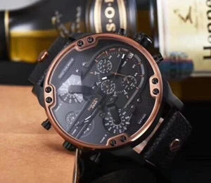 MEN'S DIESEL DZ7400 MR. DADDY COPPER BLACK LEATHER MULTI-ZONE CHRONOGRAPH WATCH - Picture 1 of 3