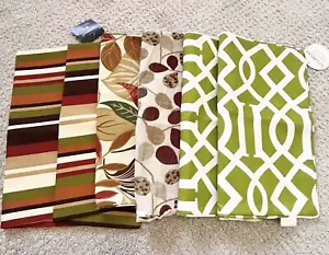 Outdoor Pillow Covers Square Burgundy Brown Green Creme Striped 17" Lot 6x READ - Picture 1 of 9