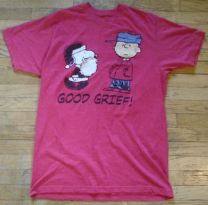 Peanuts Snoopy as Santa & Charlie Brown Christmas theme T-Shirt Medium - Foto 1 di 5
