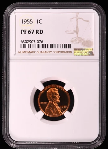 1955 Proof Lincoln Wheat Cent 1c Certified by NGC PF67 RD Cover