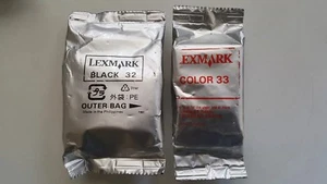 Lexmark 32 33 Black & Tri-Colour  Genuine Ink Cartridges - Lexmark 32 & 33 - Picture 1 of 4