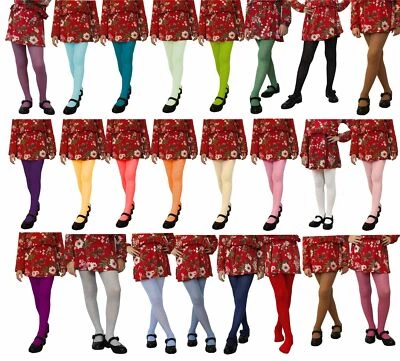 Girls Tights Plain Opaque 60 Denier Microfibre Age 2-13 Years Various Colours - Image 1 of 3