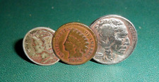 Vintage 3 Coin U.S. 1903 Indian Head Buffalo Nickel Mercury Dime Money Tie Clip