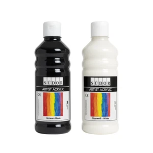 Acrylfarben-Set. 500 ml Weiß + 500 ml Schwarz. Acrylfarben günstig kaufen - Bild 1 von 3