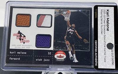 Karl Malone 2001 Fleer Shoebox Sole of The Game Triple /50 RARE Missing Serial # - Image 1 of 4