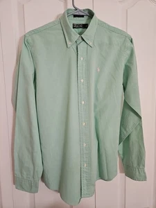 Ralph Lauren Shirt Boys Size 20 White Button Up Dress Shirt Green Micro Check - Picture 1 of 8