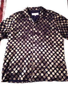 PERTE D'EGO Herren Hemd mit Knopfleiste 100% Viskose XL schwarz & gold METALLIC S/S - Bild 1 von 6