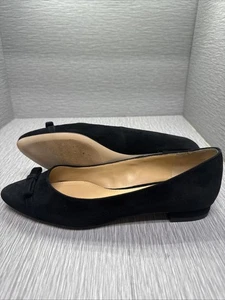 Talbots Black Suede Ballet Flats Bow Round Toe Comfort Work Casual Women’s 8M - Picture 1 of 10
